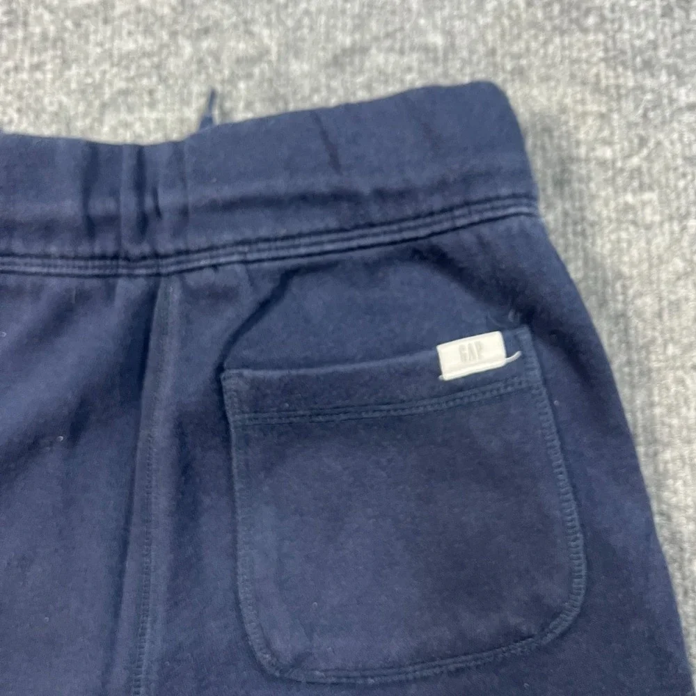 Gap Sweatpants Boys Medium Navy Blue Fleece‎ Lined Logo Tapered Leg Drawstring
